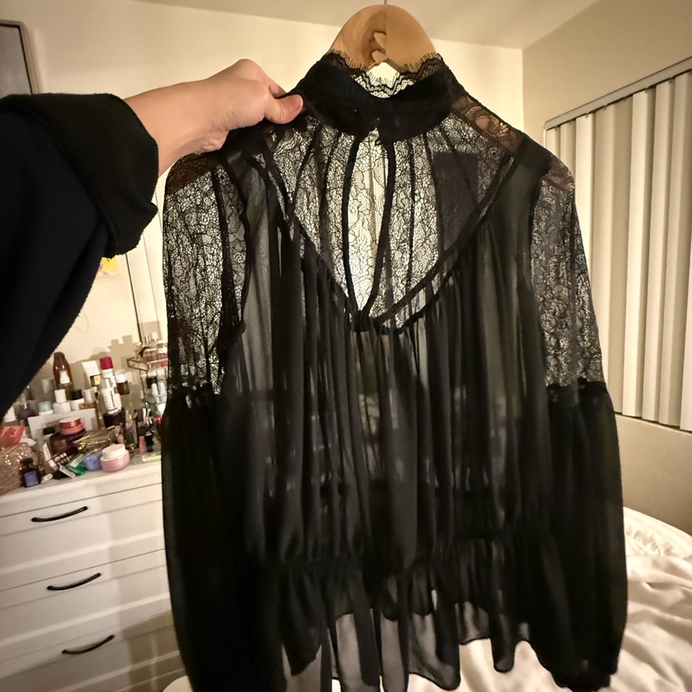 Chic Black Lace Blouse